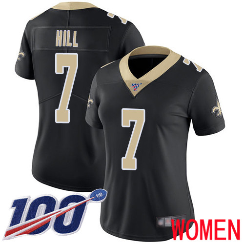 New Orleans Saints Limited Black Women Taysom Hill Home Jersey NFL Football #7 100th Season Vapor Untouchable Jersey->women nfl jersey->Women Jersey